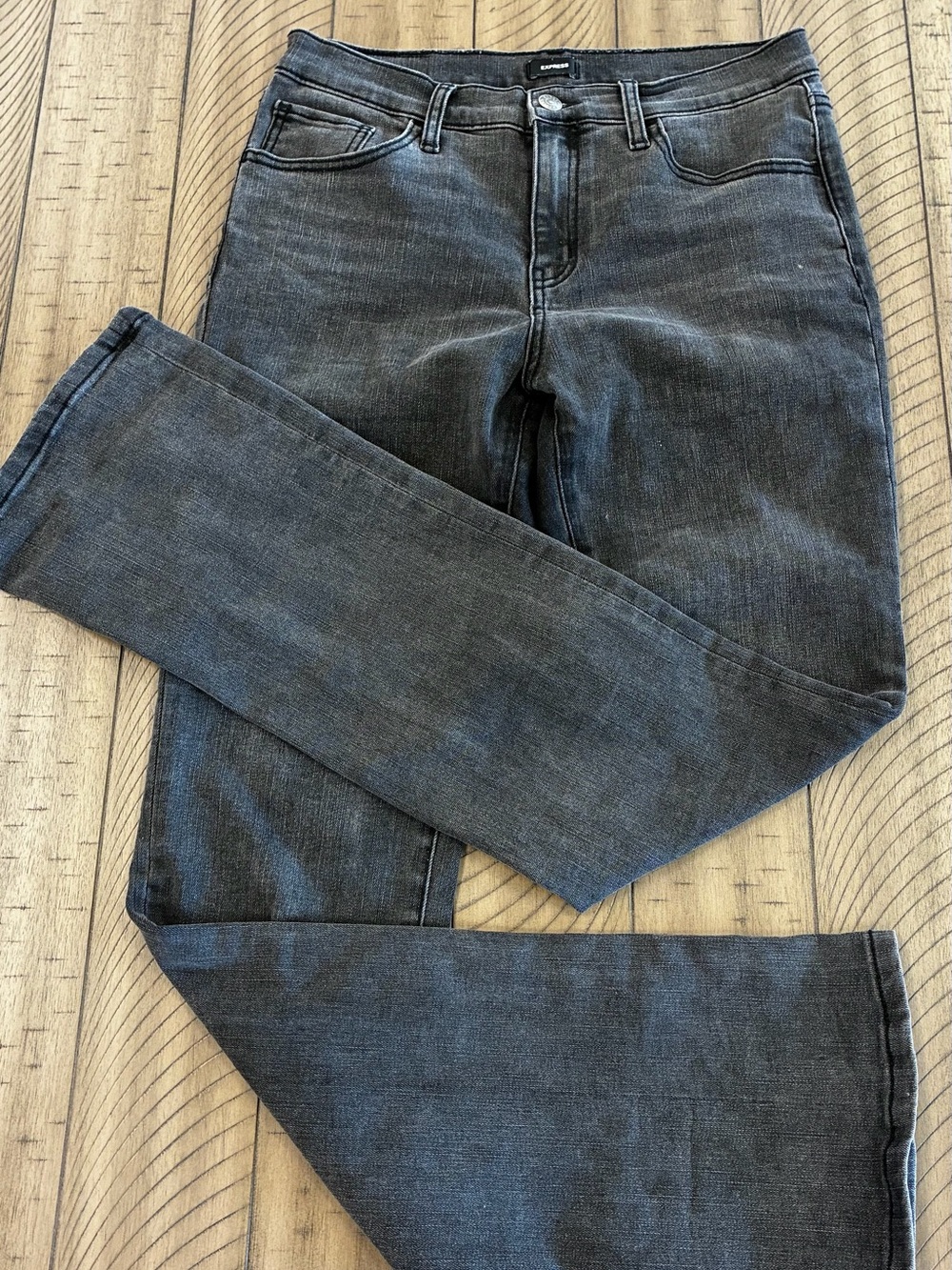 Express Black Flare Jeans - Slim Through Hip with Flared Leg